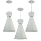 Kit 3 Luminária Pendente Berlim Interior Branco Brilho Fiação 110/220v
