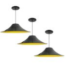 Kit 3 Luminária Pendente Chapéu Chinês Com Interior Amarelo Com Fiação 110/220v