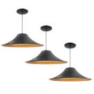 Kit 3 Luminária Pendente Chapéu Chinês Com Interior Cobre Com Fiação 110/220v