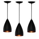 Kit 3 Luminaria Pendente De Teto Vegas Alumínio Preto/cobre