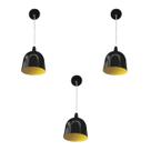 Kit 3 Luminária Pendente Gota Com Interior Amarelo Com Fiação 110/220v