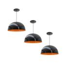 Kit 3 Luminária Pendente Meia Lua 24cm Com Interior Laranja Fiação 110/220v Kit 3 Luminária Pendente Meia Lua 24cm Com Interior Laranja Fiação 110/220v