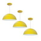 Kit 3 Luminária Pendente Meia Lua 40cm Interior Branco Brilho Fiação 110/220v