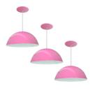 Kit 3 Luminária Pendente Meia Lua 50cm Interior Branco Brilho Com Fiação 110/220v