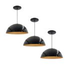 Kit 3 Luminária Pendente Meia Lua 50cm Interior Cobre Com Fiação 110/220v