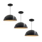 Kit 3 Luminária Pendente Meia Lua 50cm Interior Cobre Com Fiação 110/220v