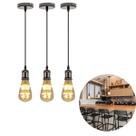 Kit 3 Luminária Pendente Soquete Bocal E27 Com Lâmpada Led Vintage Formato Pêra Luz Amarela