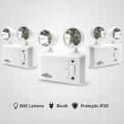 Kit 3 Luminárias de Emergência Bloco Autônomo 2 Faróis 3W Blumenau 6500K Branco Frio Bivolt Kit 3 Luminárias de Emergência Bloco Autônomo 2 Faróis 3W Blumenau 6500K Branco Frio Bivolt