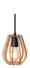 Kit 3 Luminárias Lustre Pendente Madeira Vazado Aletado Rustido MDF Soquete E27 15x17cm Sala Quarto Cozinha Bancada Gourmet