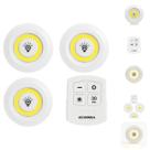 Kit 3 Luminárias Mini Spot LED Com Controle Remoto Para Armário Closet e Cozinha