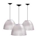 Kit 3 Luminárias Prismática Para Galpão Pavilhão Industrial 16 Pol 40cm Cabo 1,1M