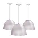 Kit 3 Luminárias Prismática Para Galpão Pavilhão Industrial 16 Pol 40cm Cabo 2M