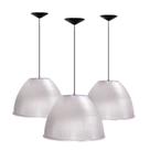 Kit 3 Luminárias Prismática Para Galpão Pavilhão Industrial 16 Pol 40cm Cabo 3M