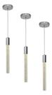 Kit 3 Lustre de Cristal Pendente LED 5w Vidro Cilíndrico Tubo Luminária Minimalista Decorativa Casa Quarto Sala Estar Jantar Cozinha Hall de Entrada