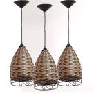 Kit 3 Lustre Luminária Pendente Junco Rustico Sino C/detalhe na cor avelã
