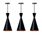 Kit 3 Lustre Pendente Cone Canadá Sala Cozinha Churrasqueira Kit 3 Lustre Pendente Cone Canadá Sala Cozinha Churrasqueira