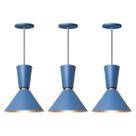 Kit 3 Lustre Pendente Cone Rio em Alumínio Azul