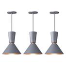 Kit 3 Lustre Pendente Cone Rio em Alumínio Cinza