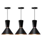 Kit 3 Lustre Pendente Cone Rio em Alumínio Preto