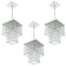 Kit 3 Lustre Pendente De Cristal Acrílico Marrycriic Branco