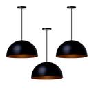Kit 3 Lustre Pendente Interno Balcão Jantar Meia Lua 40 Cm