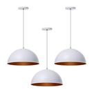 Kit 3 Lustre Pendente Interno Balcão Jantar Meia Lua 40 Cm