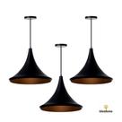 Kit 3 Lustre Pendente Interno Mesa Jantar Balcão Chapéu Chinês 27cm