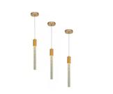 Kit 3 Lustre Pendente Led Vidro Cilíndrico Tubo Cristal Bolha 5w
