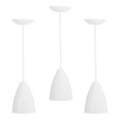 Kit 3 Lustre Pendente LowCost Cone Vegas Alumínio Branco