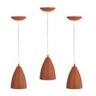 Kit 3 Lustre Pendente LowCost Cone Vegas Alumínio Cobre