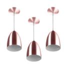 Kit 3 Lustre Pendente Luminária Cone de Alumínio Gold Rose