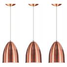 Kit 3 Lustre Pendente Luminária Cone de Alumínio New Cobre