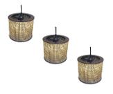 Kit 3 Lustre Pendente Moderno Luminária Rustica Bambu Frisos