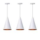 Kit 3 Lustre Pendentes Interno Cone M Alumínio Decorações