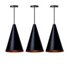 Kit 3 Lustre Pendentes Interno Cone M Alumínio Decorações