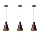 Kit 3 Lustre Pendentes Interno Cone P Alumínio Decorações