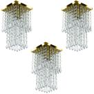 Kit 3 Lustre Plafon De Cristal Acrilico Spark Dourado Kit 3 Lustre Plafon De Cristal Acrilico Spark Dourado