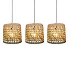 Kit 3 Lustre Rustico Pendente Luminária Teto Taboa Fibra Natural Tamanhos P M G