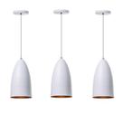 Kit 3 Lustre Sala Estar Pendente Interno Bala M Aluminio