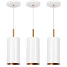 Kit 3 Lustres Pendente Bilboquê Cilindrico Branco com Cobre