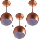 Kit 3 Lustres Pendente Bola Média Alumínio 23cm Cobre