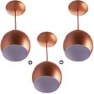 Kit 3 Lustres Pendente Bola Pequena Alumínio 15cm Cobre