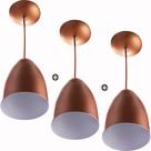 Kit 3 Lustres Pendente Cone Cobre Sala Cozinha Quarto