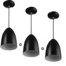 Kit 3 Lustres Pendente Cone Preto Sala Cozinha Quarto