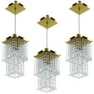 Kit 3 Lustres Pendente De Cristal Acrilico Spark Dourado