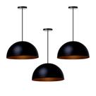 Kit 3 Lustres Pendente Interno Balcão Jantar Meia Lua 30 Cm