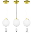 kit 3 Lustres Pendentes Orby Bolinha Dourada + Lampada 6000k