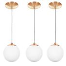 kit 3 Lustres Pendentes Orby Bolinha New Cobre