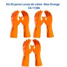 Kit 3 Luvas Látex Laranja Limpeza Reforçada Forrada Max Orange DA208 Danny CA 11286 Kit 3 Luvas Látex Laranja Limpeza Reforçada Forrada Max Orange DA208 Danny CA 11286