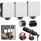 Kit 3 Luzes Led Compacto 5600k + Microfone Boya Bymm1 Para Foto E Vídeo